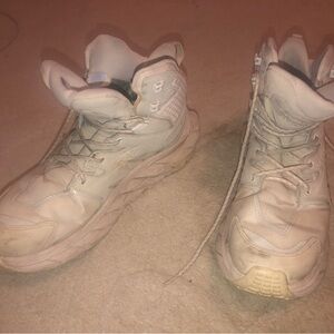 Hoka cream hiking boots